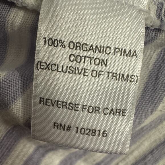 Garnet Hill Top Large Womens Organic Cotton Tee Lavender White Stripe Simple - Picture 5 of 7